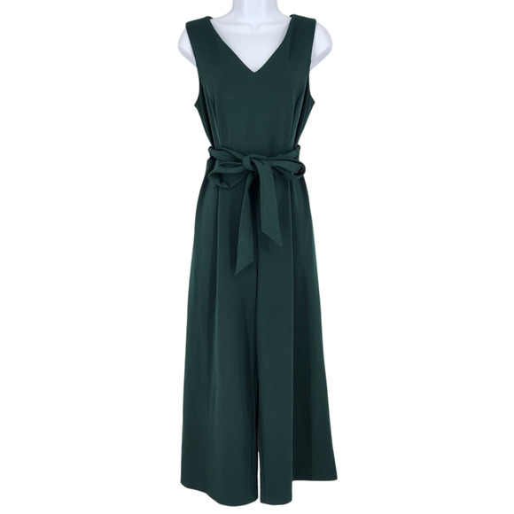 Calvin Klein Sleeveless Crepe Belted Cropped Jumpsuit Forest Green Womans SZ 16 - Picture 3 of 6